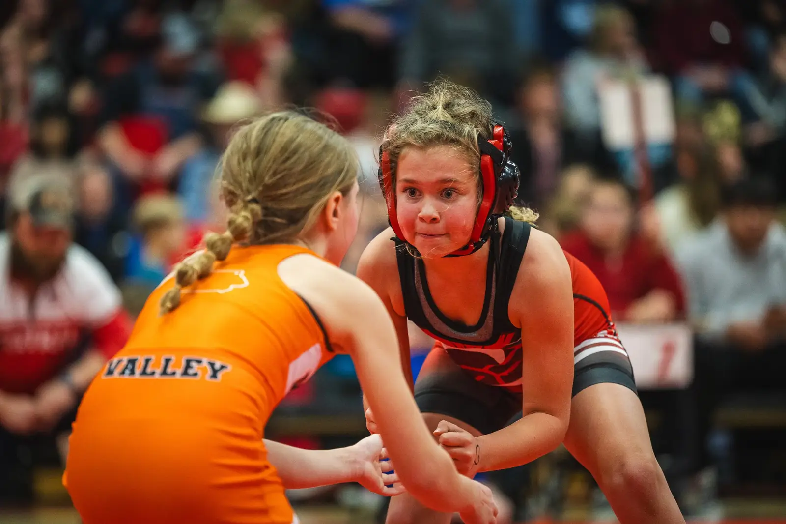 Two girls squared up in their stance at the Central Warriors Tournament